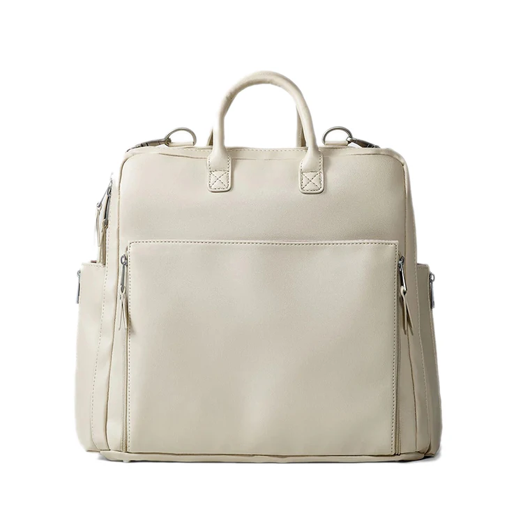 Solid Newest Fashion PU Leather Tote Mummy Baby Diaper Bag for Travel Vegan Backpack Water-Resistant Nappy Bag Available