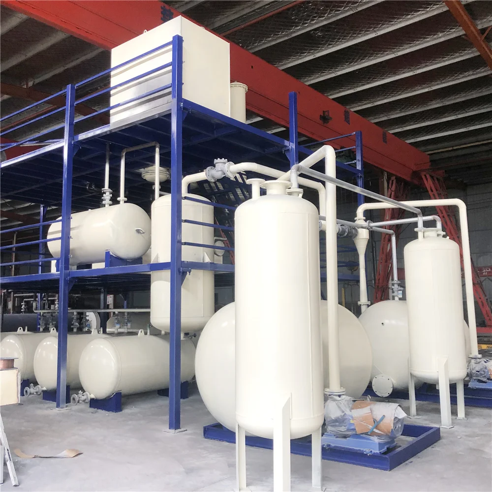 A factory in which gasoline, diesel, base oil, kerosene are distilled from crude oil