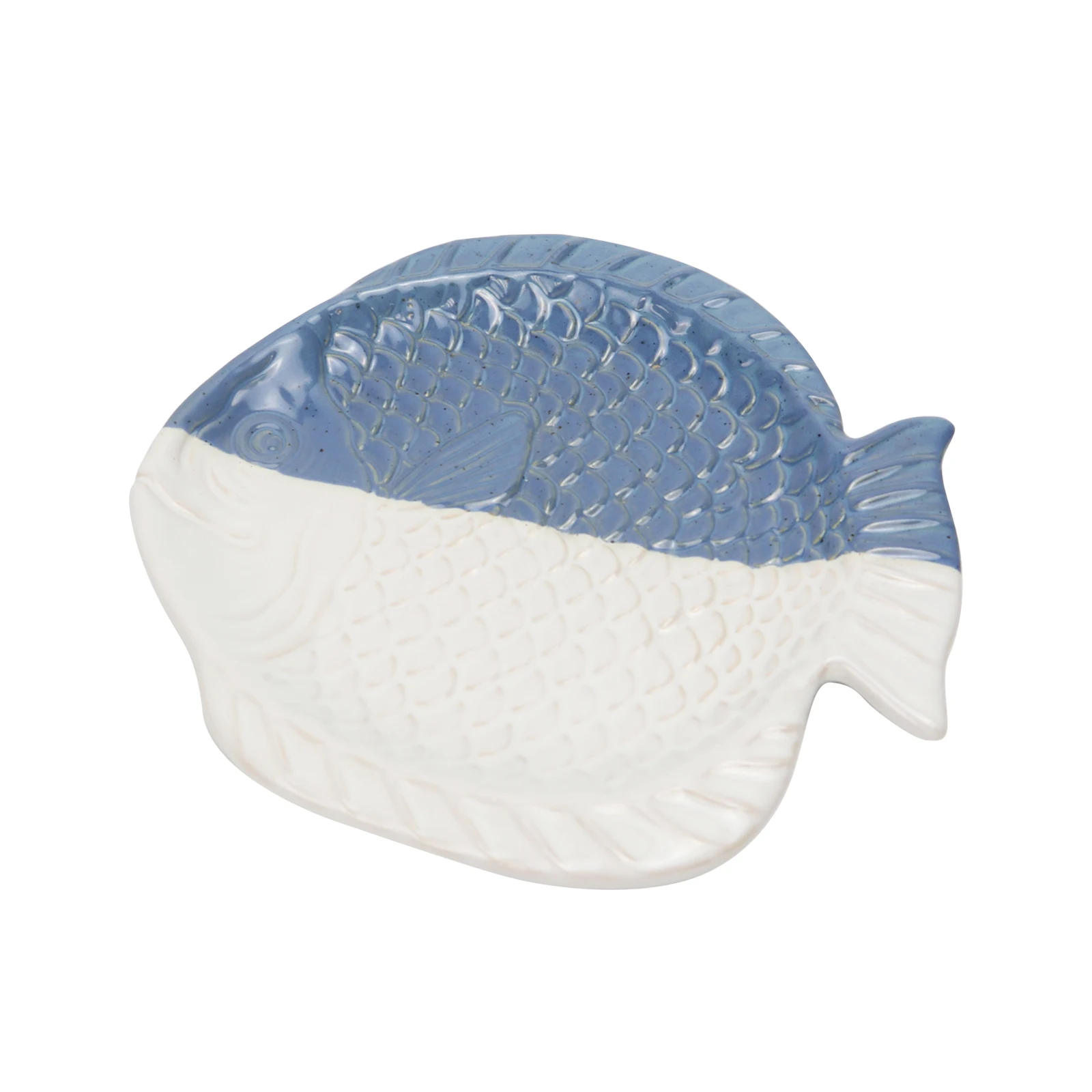 Redeco Ocean Style Tableware Creative Ceramic Fish Shape Dinner Plate Nordic Blue And White Ceramic Tableware