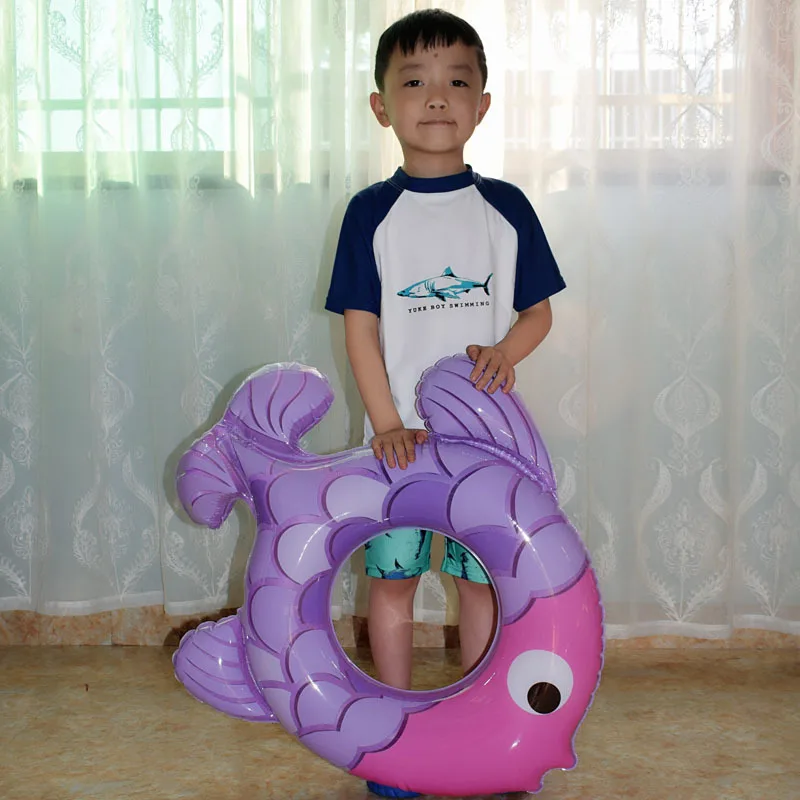  Cartoon Fish Pool Float Baby PVC Circle 3-6 Age Inflatable Swimming Ring for Beach Party