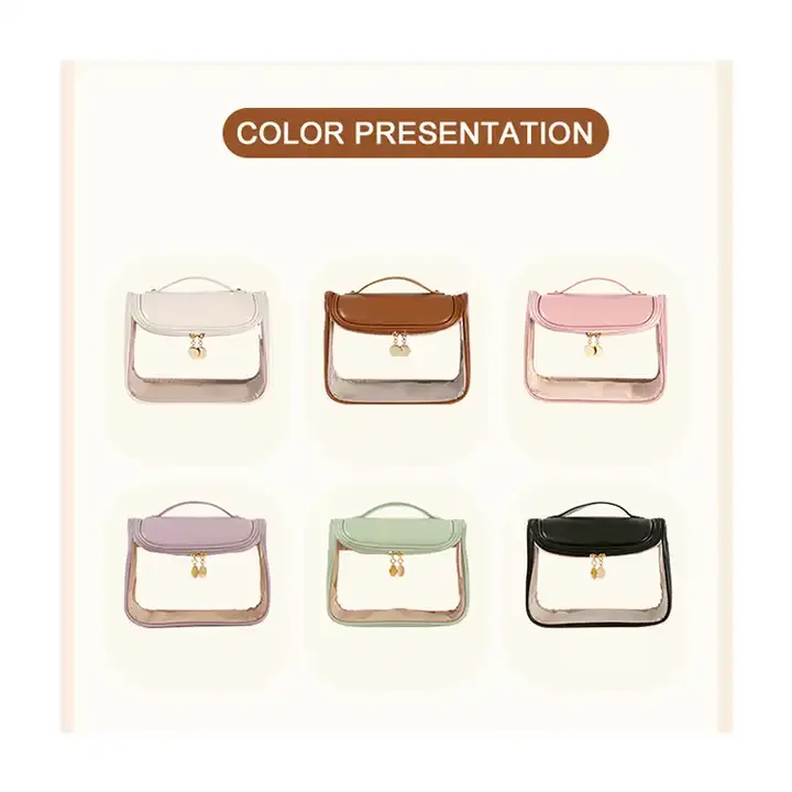 Luxury PVC Cosmetic Bag Lady Washbag PU Makeup Storage Bag PVC Clear Travel Hanging Bag