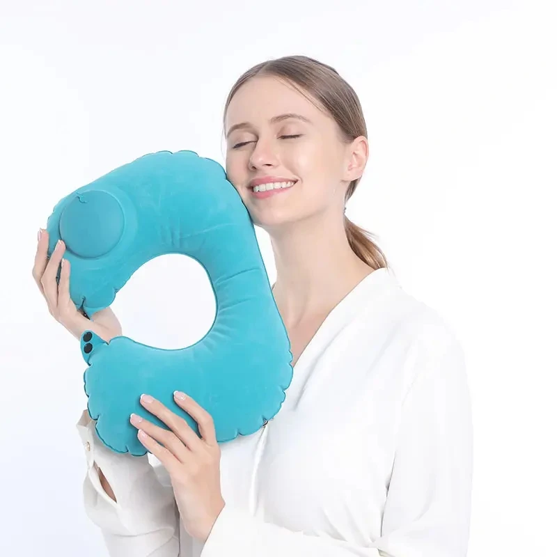 Customized Portable Travel U-shape Pillow Automatic Inflatable Neck Pillow