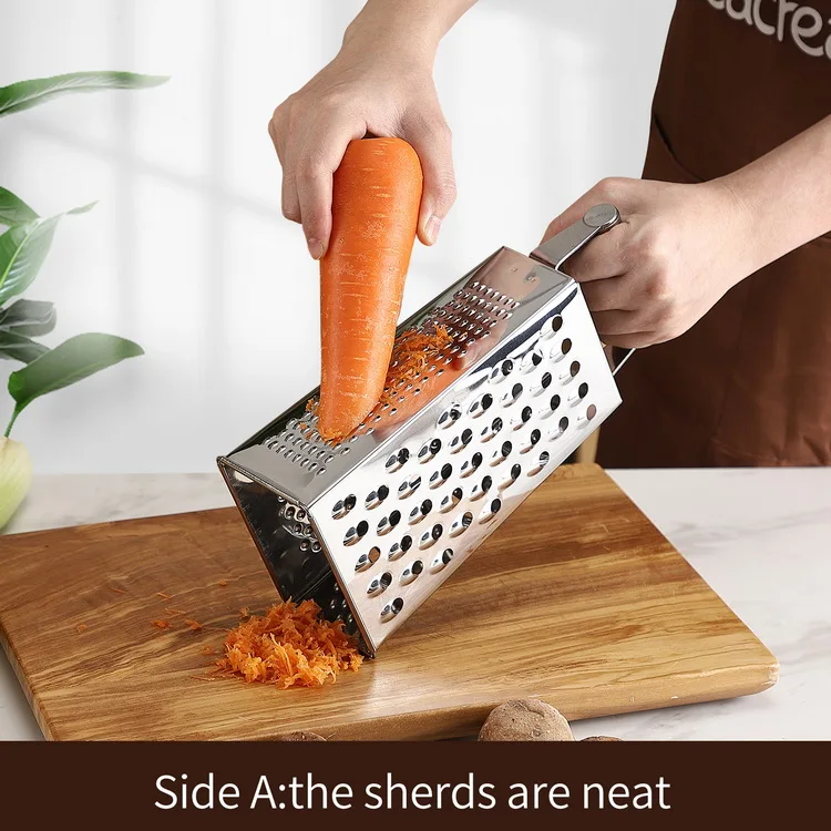 4-sided 8 inch cheese and Vegetable shredder grater cutter and slicer with handle