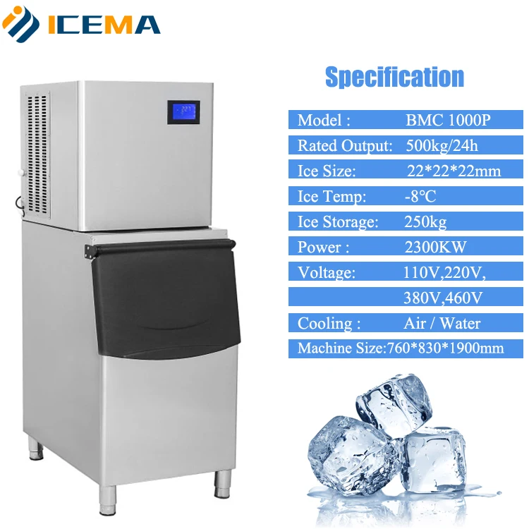 High Productivity 150kg~500kg Per Day Cube Ice Machine Edible Ice CE Ice Cube Maker