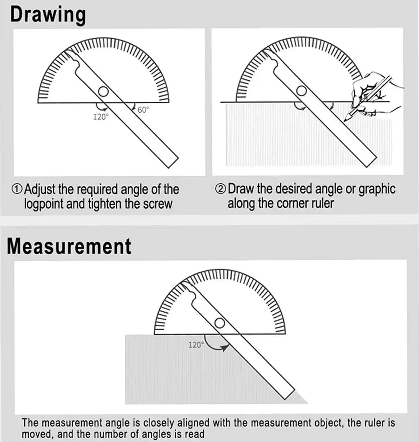 Stainless Steel Multifunctional Protractor Teaching Measuring Tool 180 Degree Protractor Angle Squares