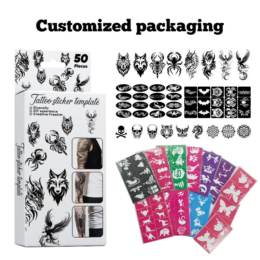 KHY Temporary Stuff Application Brow Airbrush Solution Halloween Paint Skull Flower Tattoo Butterfly For Face Painting Stencil