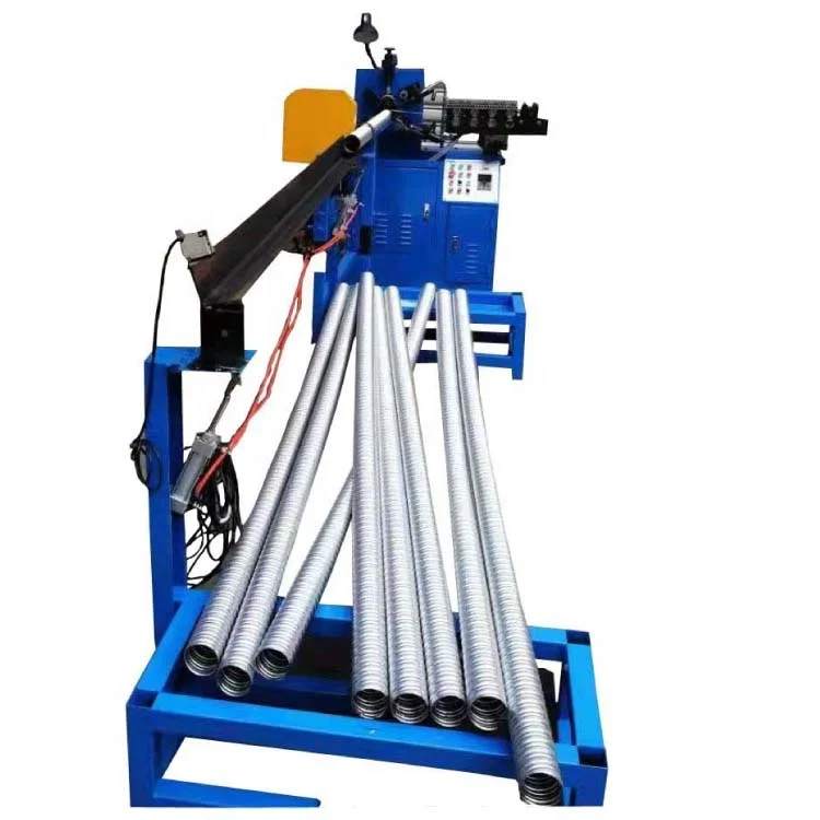 Round bellows corrugated metal tube bending making machine for HVAC air duct