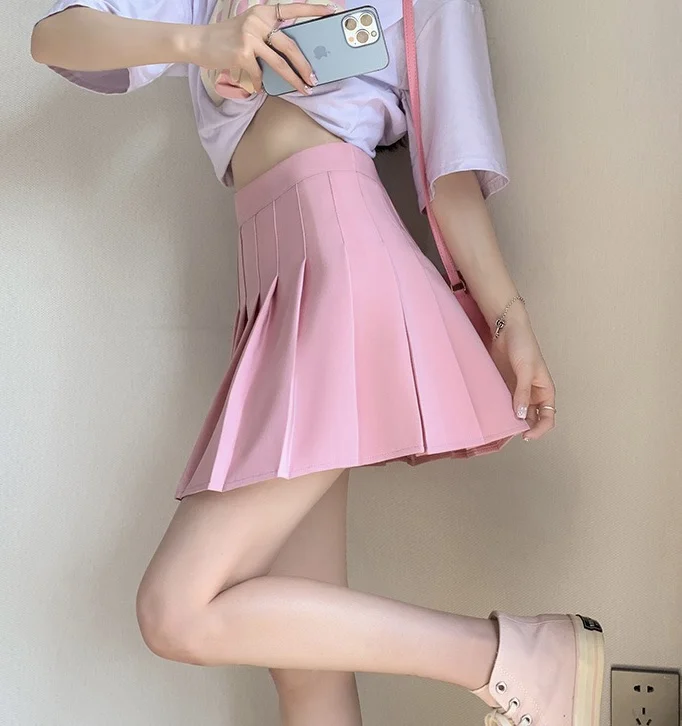 Custom Solid Color Mini Skirts High Waist Pleated Skirts Korean Clothes High Quality A Line Skirts for Girls