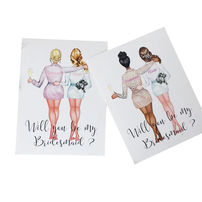 Cartoon Wedding Invitation Card Will You Be My Bridesmaid Card Envelope
