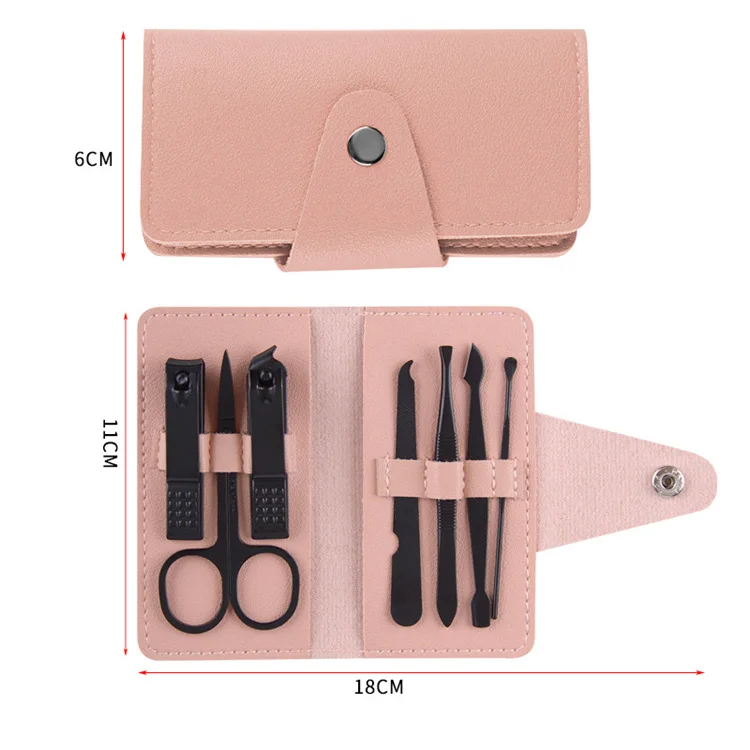 WELLFLYER MS-949 S4 Wholesale 7pcs Manicure Set Stainless Steel Nail Clippers Customizable LOGO Nail Cutters Manicure Tool Kits