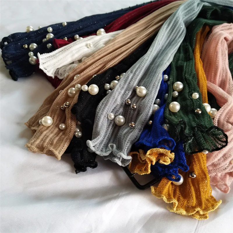 
Wholesale Spring Thin Breathable Elastic Female Pearl Glitter Crystal Lace Ladies Fancy Silver Socks 