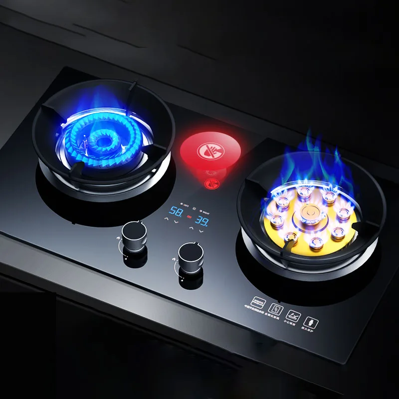 Газовая плита двойная домашняя настольная встраиваемая газовая с сжиженным газом энергосберегающий огонь