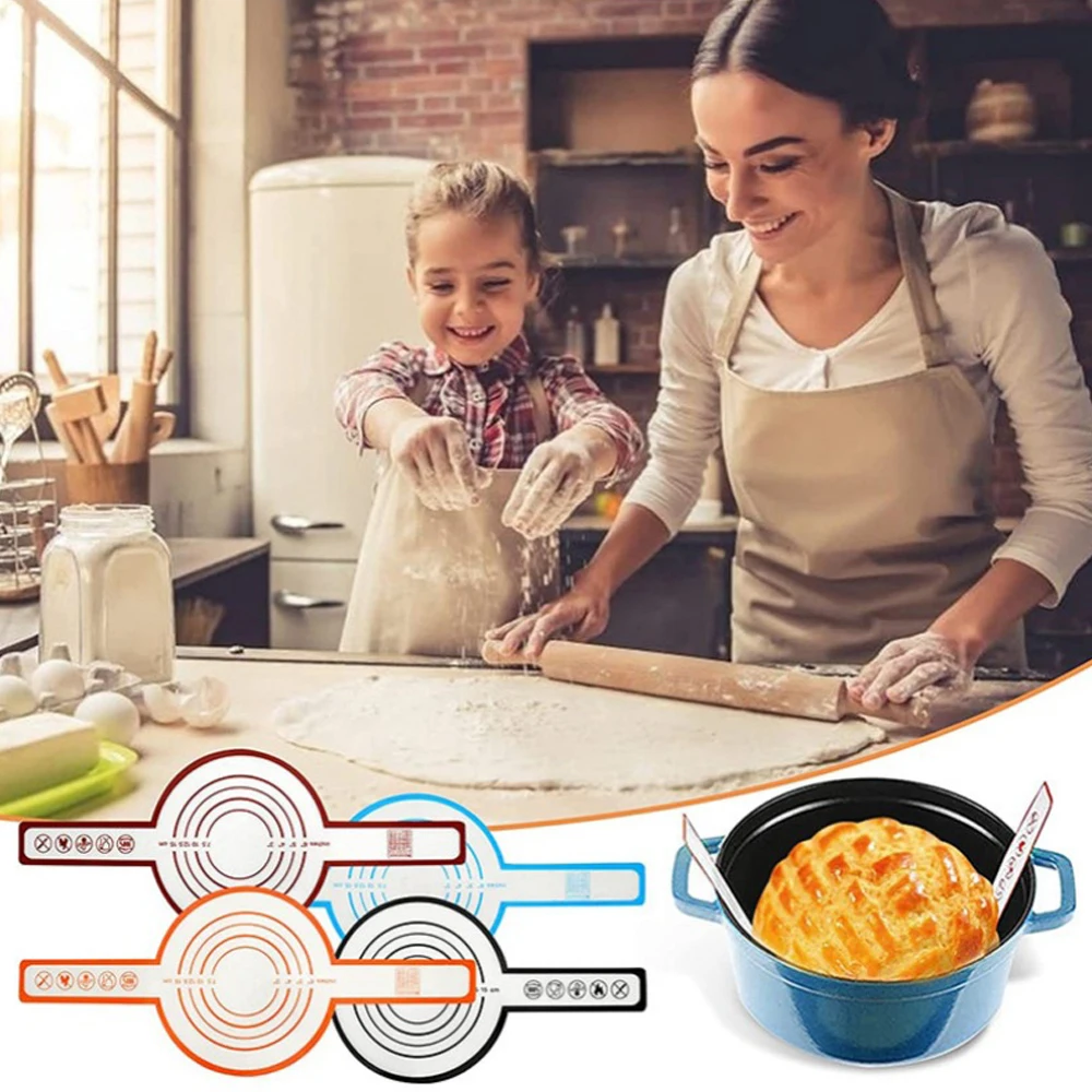 Kitchen Silicone Mat Sets Baking Mat Dutch Oven Bread Sling Liner Food Safe Long Handle Non-stick Cooking Silicone 4 Per Kit