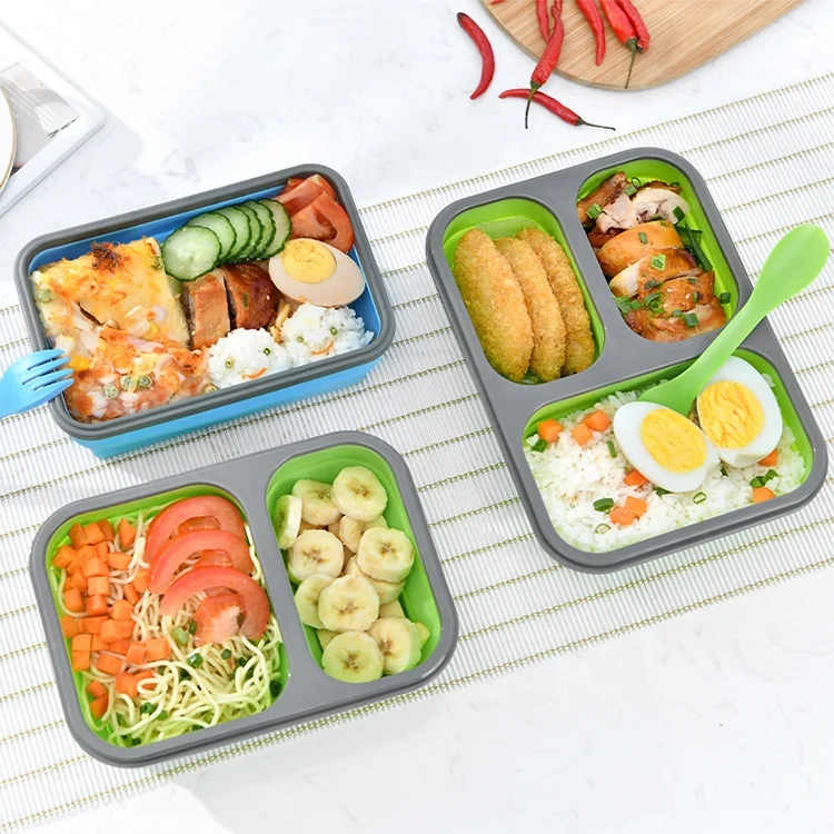 Eco-friendly Food Grade Silicon LunchBox Food Container Silicone Folding Lunch Box