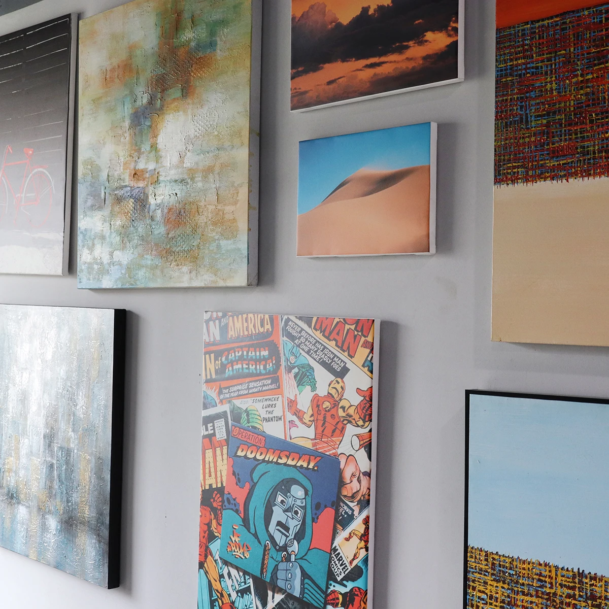 Custom Large Hotel porch decoration landscape paintings and wall arts Wooden frames picture Wall Decor