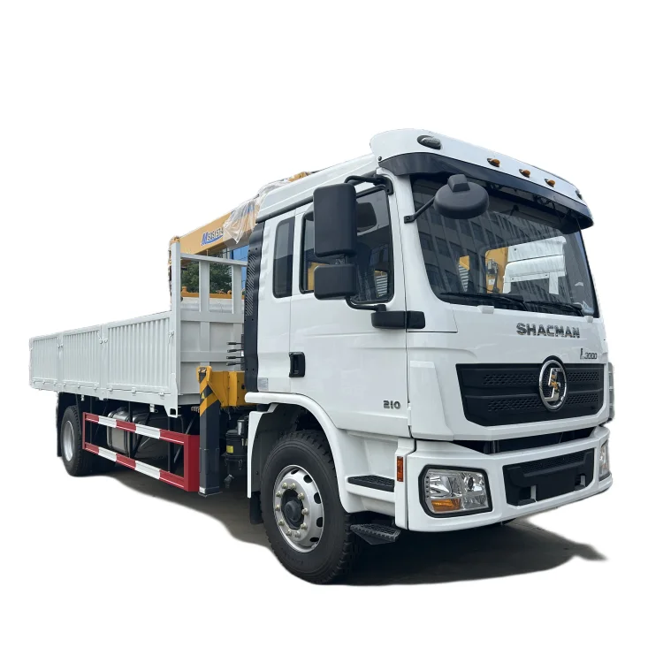 High power shacman 4*2 euro5  8-ton truck crane dump truck mounted with 3.5 ton crane 5ton tipper truck mounted crane