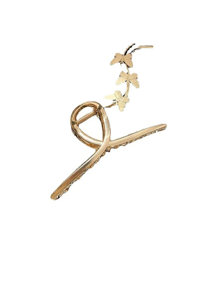 2024 Women Gold Geometric Butterfly Hair Claw Vintage Long Pendant Hair Clips women fashion Hair Accessories