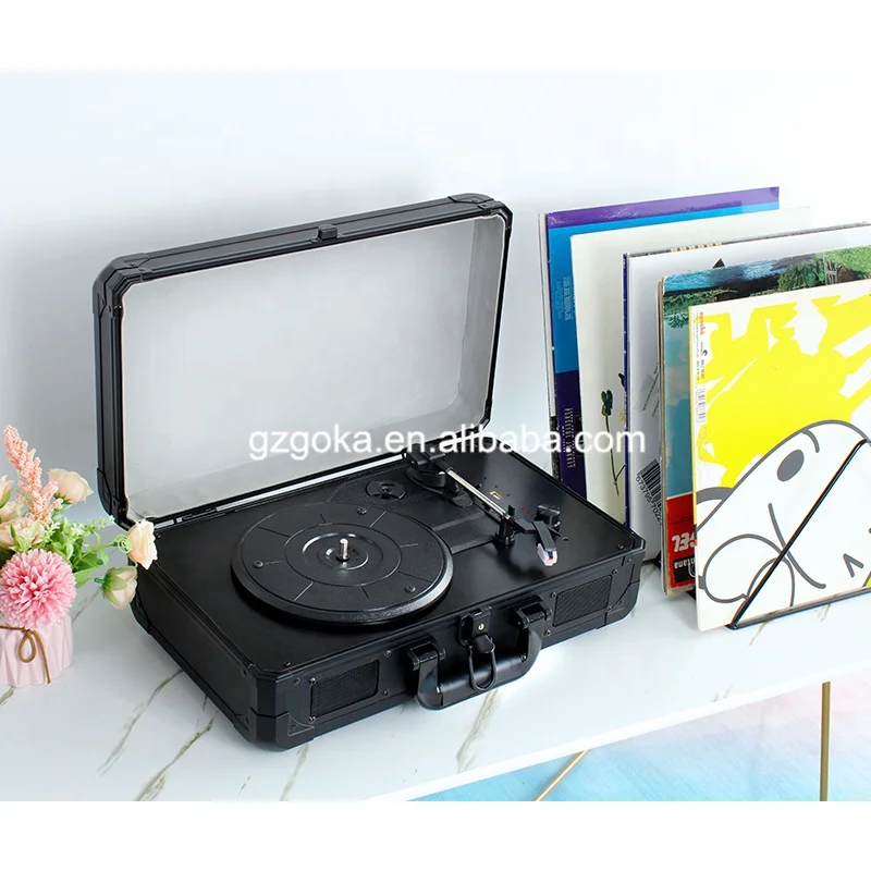Audio receiver Vinyl multi turntable record player gramophone phonographs  3 speeds BT turntable Aluminum Suitcase Record Player