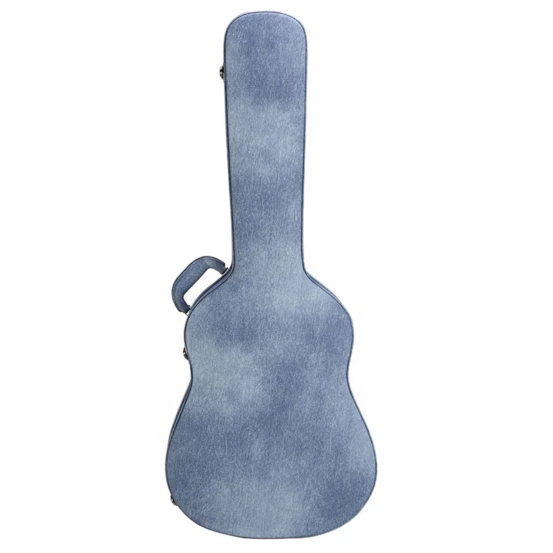 Wash Denim Fabric with Accessory Compartment Classical Electric Hard Instrument Case Wooden Acoustic Guitar Case