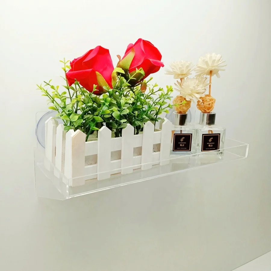 Custom Transparent Acrylic Wall Mounted Shelf Acrylic Wall Mounted Window Rack Shelf for Plant