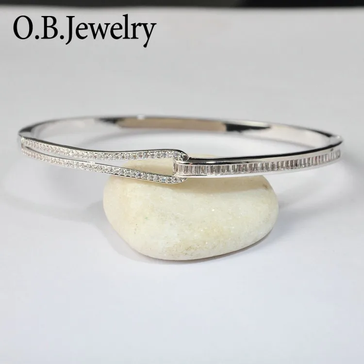 Модный женский браслет с золотым покрытием и прозрачным цирконом изготовленный на заказ розовым родиевым