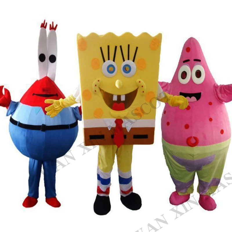 Hot selling Halloween Cosplay Costume Cartoon Sponge-Bob and Patrick-Star Mascot Costume for party mascot costume