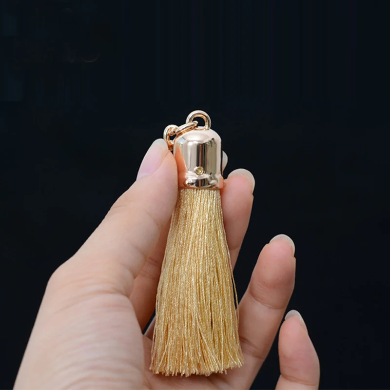 
LONGJIE tassel supplier wholesale nylon 5.5cm handmade decoration tassel for DIY keychain and jewelry making material 