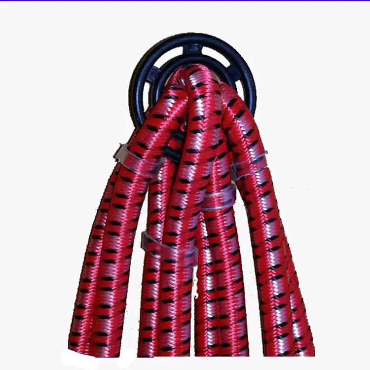 Adjustable Elastic Flat Loop Rope Heavy Duty Tie Down Jumping Bungee Cord With Metal Hook