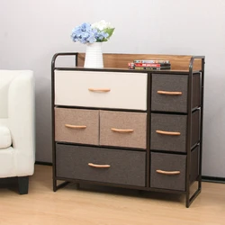 2020 Factory Hot Selling Wood Hallway Entryway Steel Frame Wide Dresser Storage Tower 7 Drawers Closets