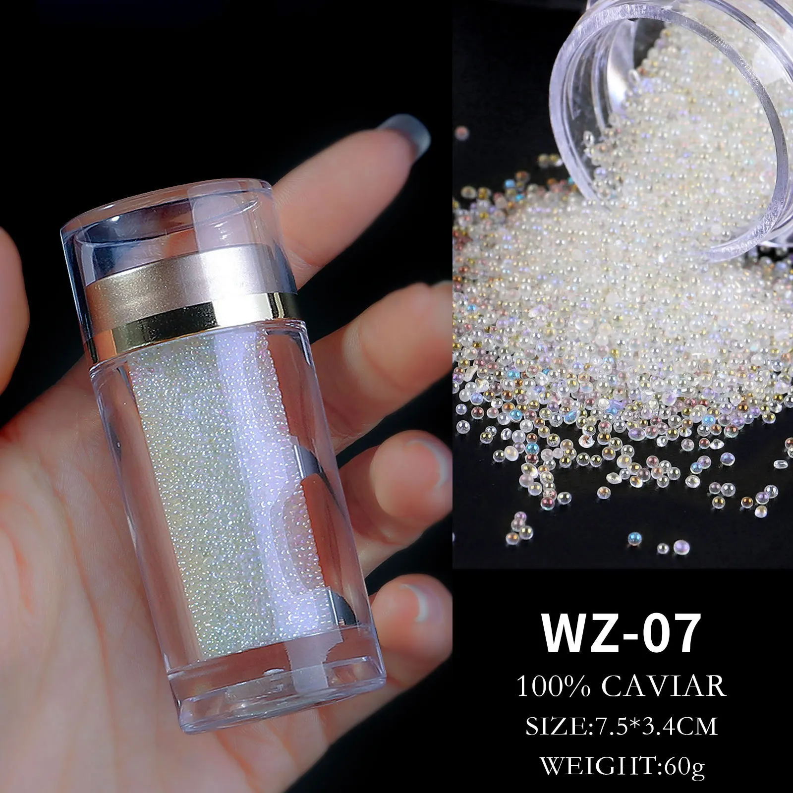 Wholesale 3D pixie nail art micro crystal AB caviar beads nail stones rhinestones glitter nail pixie crystals with box packing