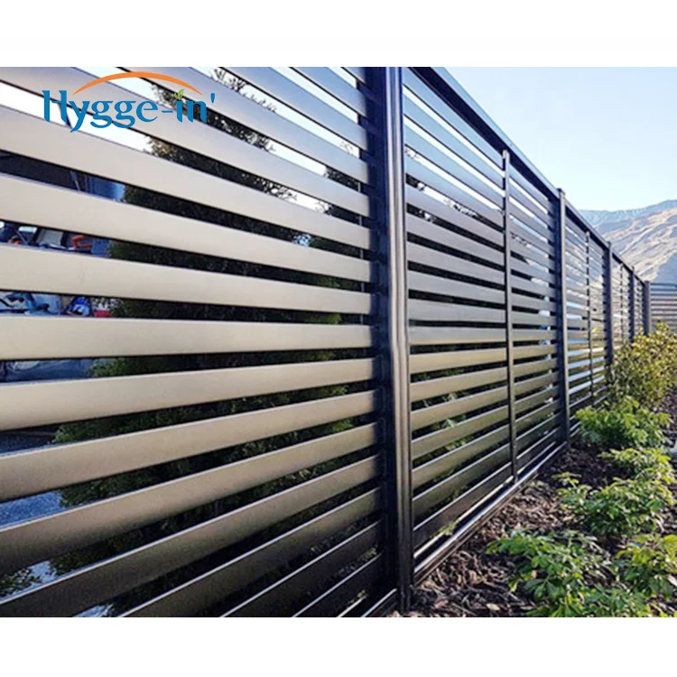 Wholesale Semi High Security  Iron Black No Dig Slat Horizontal Aluminum Trellis Gates 6ft x 5ft Privacy Fence Screen