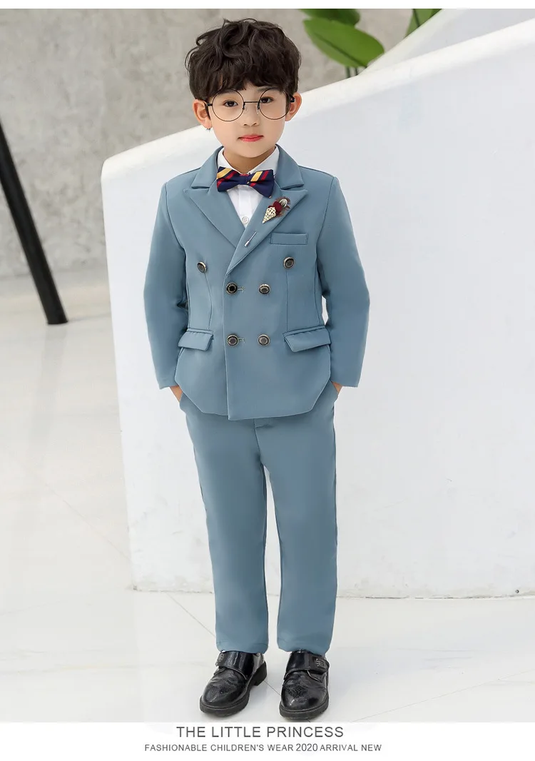 Boys 3Colors Jacket Pants 2Pcs Clothing Set Kids Formal Wedding Suit Gentleman Children School Performance Graduation Dress