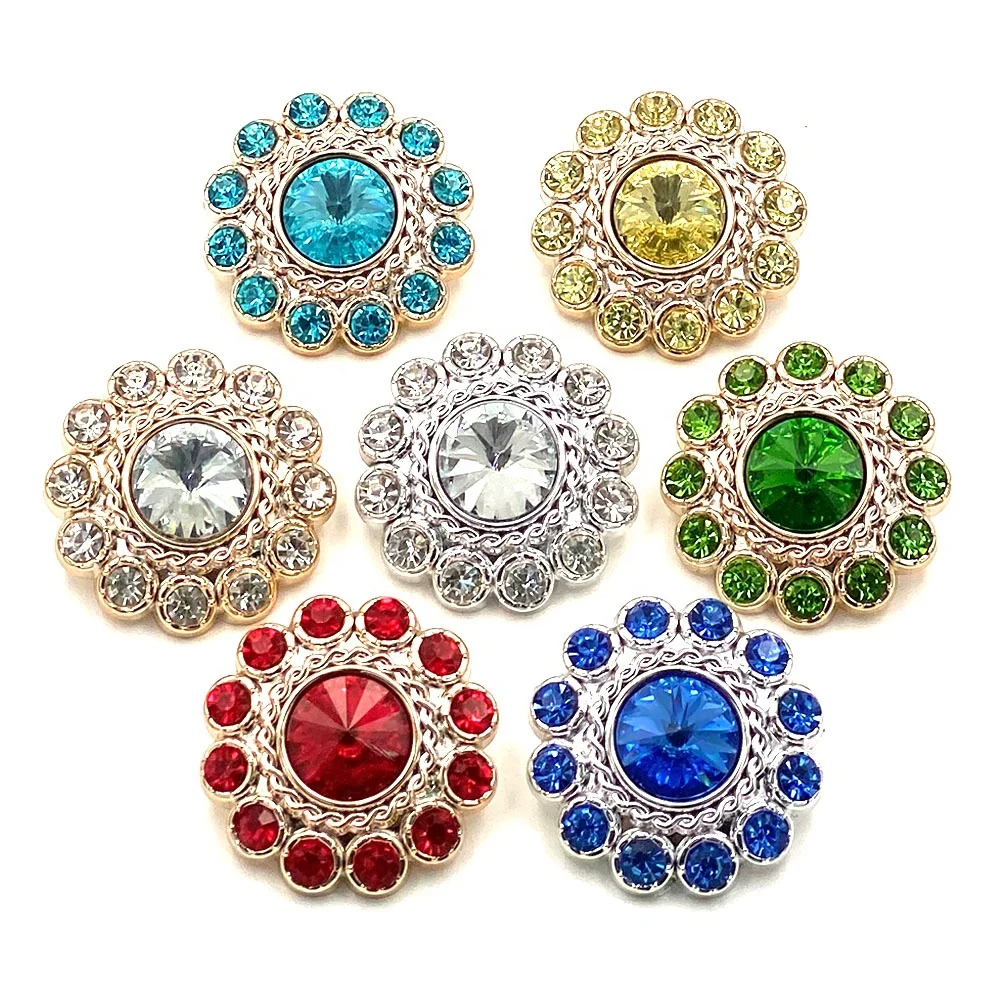 China Button Glass Big Size Shank Flower Bulk Rhinestone Buttons