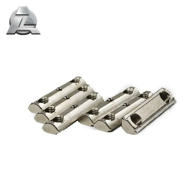 Aluminum 20 30 40 45 series tslot t slot profile accessories 2 hole steel m4 m5 m6 m8 m10 roll in t nut tnut with spring ball