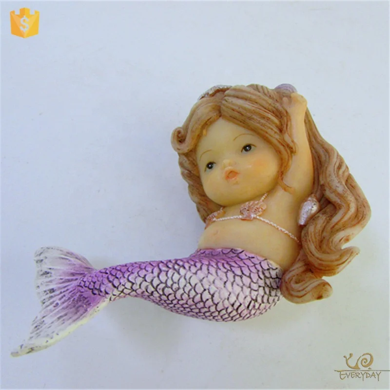 ED11408D Personalized Handmade Painted Resin Mermaid Figurine On Artificial Decoration Miniature Gift