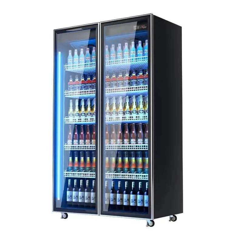 Commercial Glass Door Dynamic Cooling 4 Doors Upright Showcase Beverage Display Cooler
