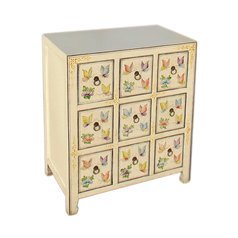 Chinese antique style wood living room furniture hand painted Cd cabinet