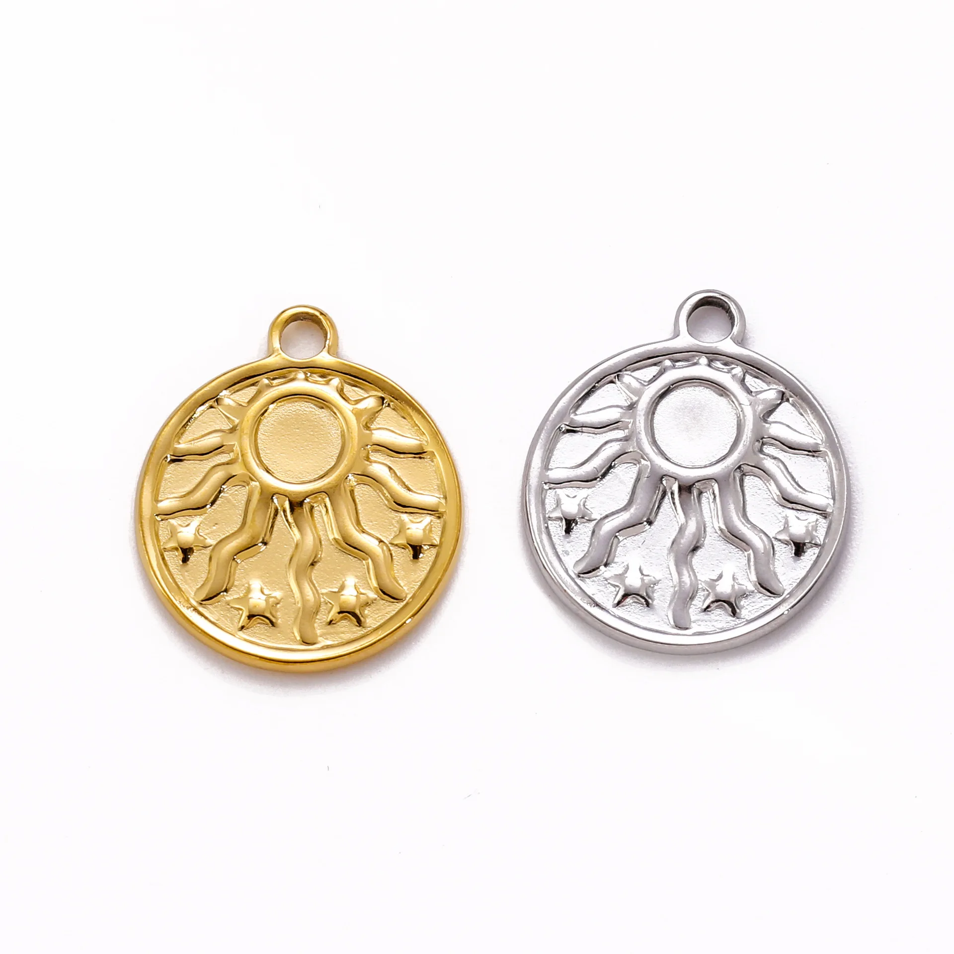 Stainless Steel Hydraulic Sun Star Pendant For Diy Necklaces Earrings Jewelry Accessories Supplies