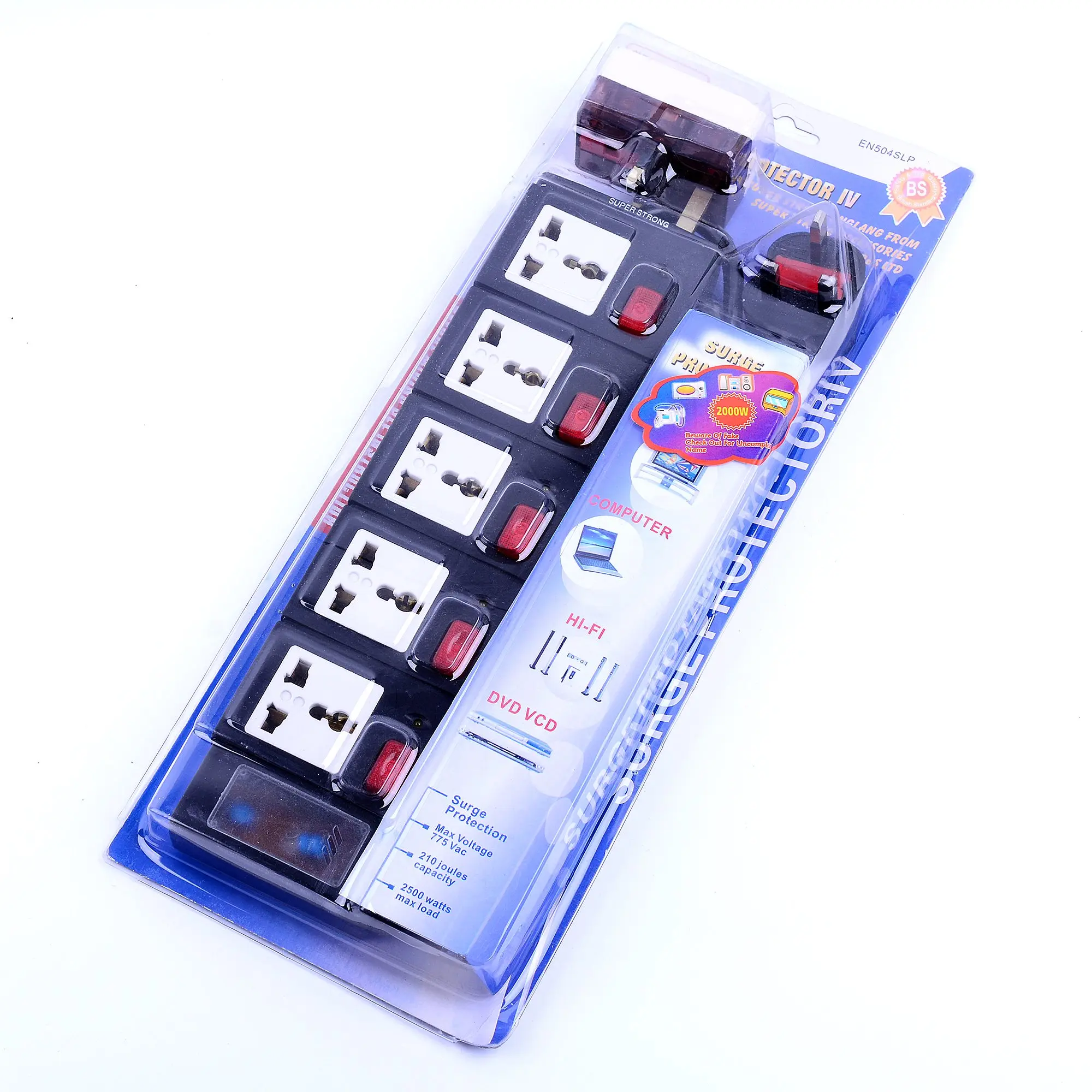 Kenya Cheap Price UK Plug 5 Way Electrical Extension Cord Socket with Switch Power Strip Multiple Socket with Travel Adapter