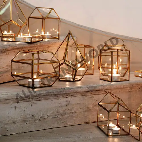 Triangle Shape Home Decorative Hanging Succulent Plants Glass Box Geometric Terrarium