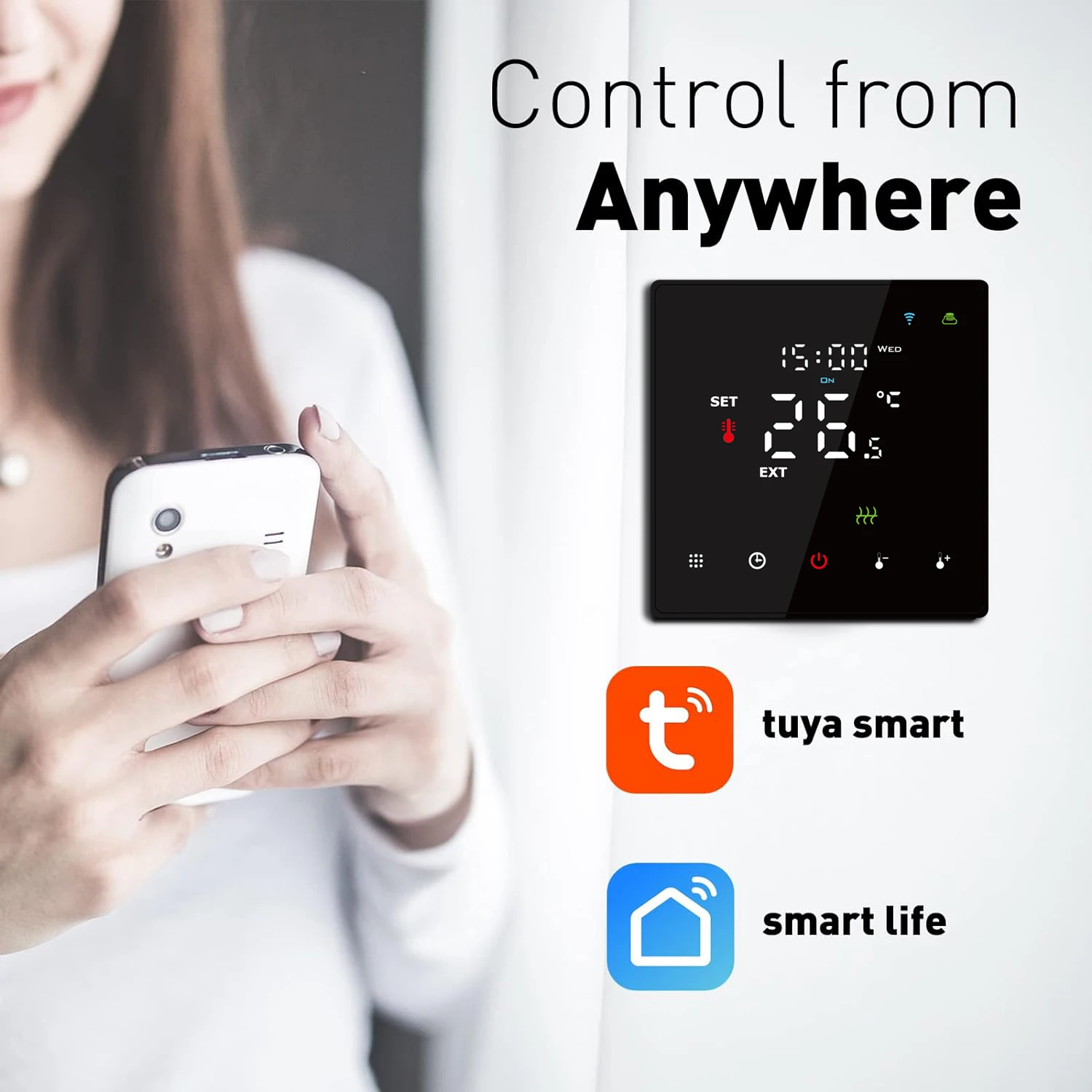 HY608 Wifi Control Heating Room Thermostat Large Digital Display Smart Heating and Water Thermostat Programmable Tuya Smart Home