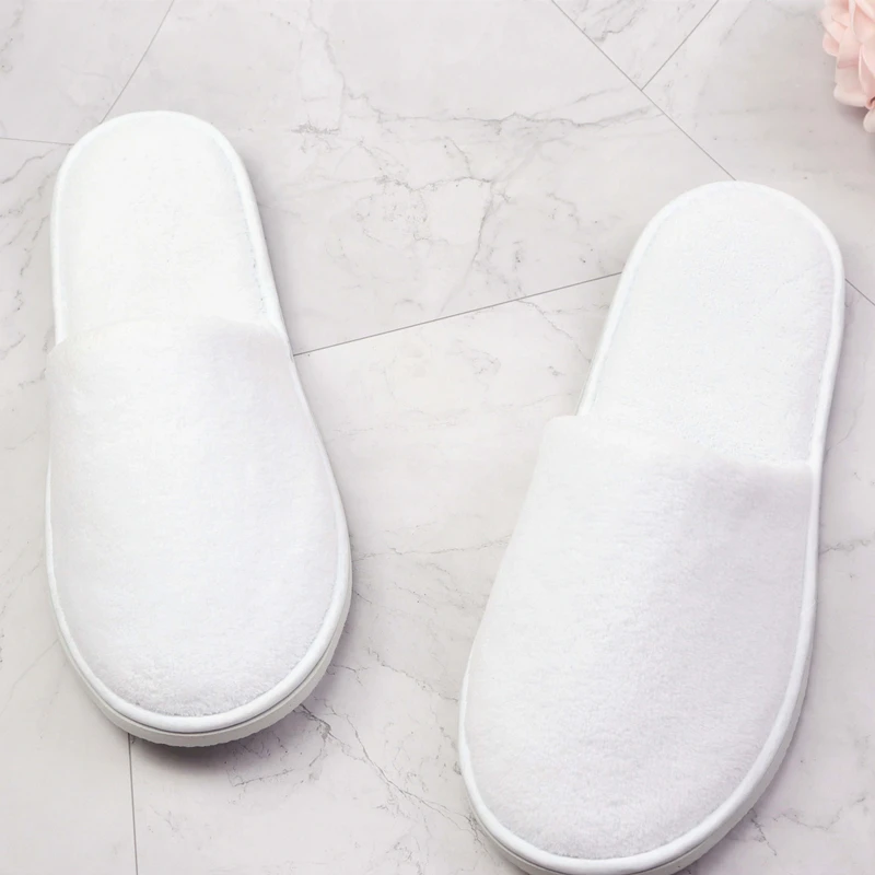 Custom White Slipper With Logo For Spa Hotel Disposable Slippers