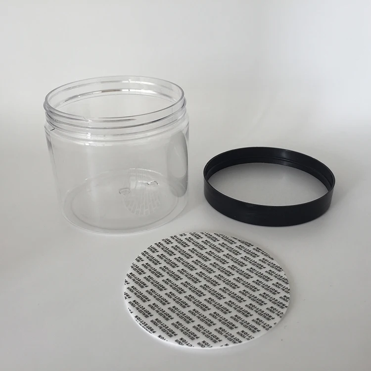 Big capacity 400ml 400g plastic PET jars, clear PET with black lid foods, nuts, cookies container