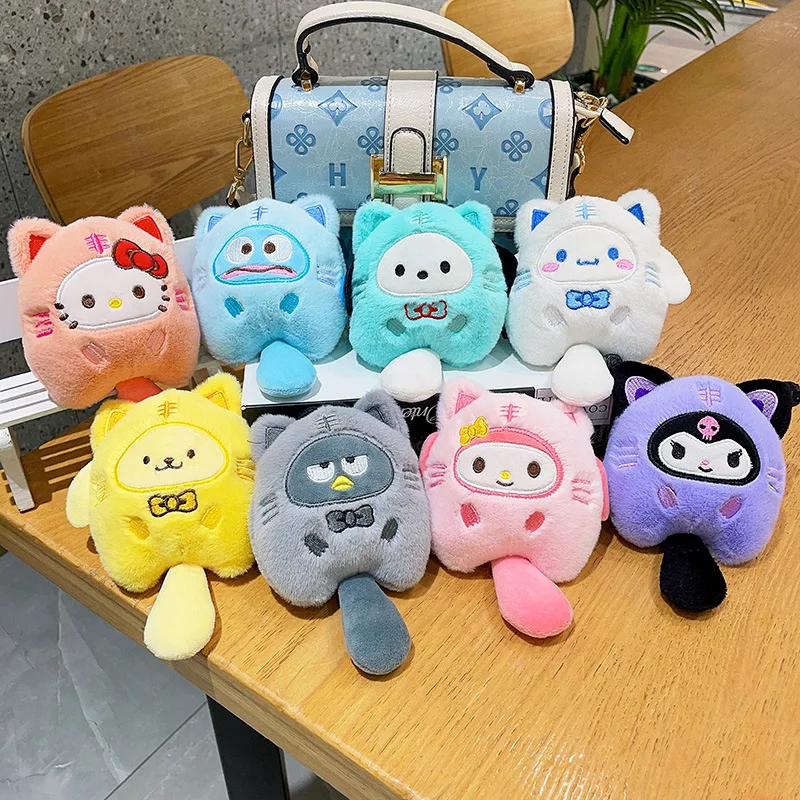 Wholesale cartoon Japanese anime plush keychain plush pendant cute doll dinosaur cat bear plush keychain