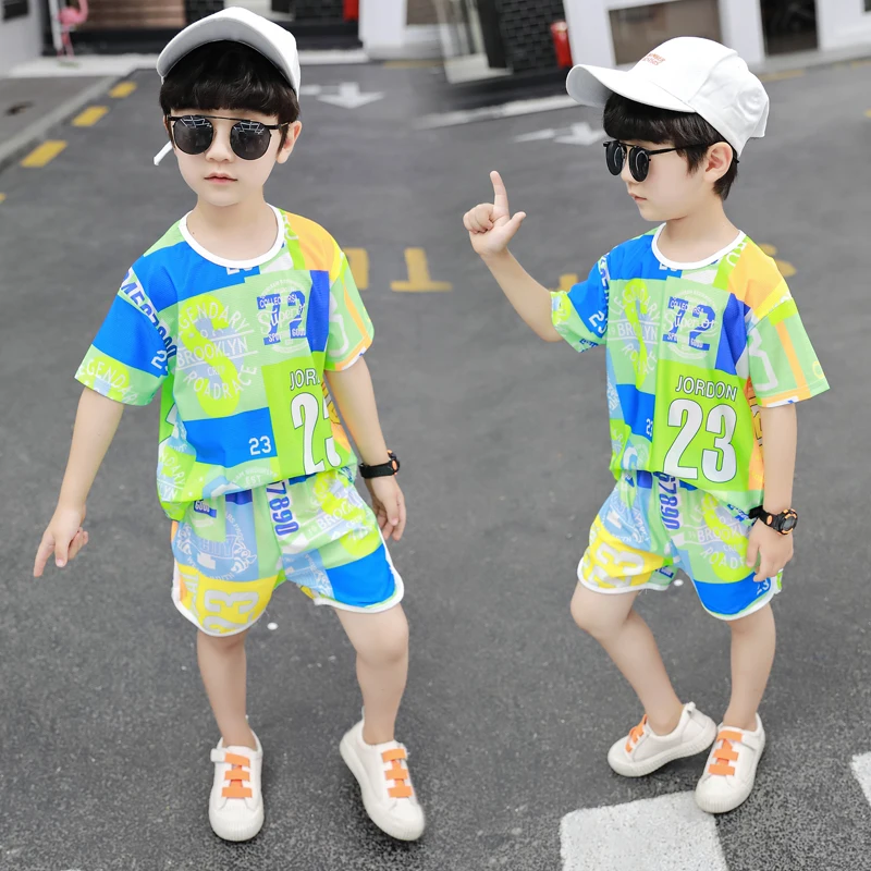 
DRBKX2005B11 New design kids t shirts+shorts set high quality fashion boy summer clothes wholesale boy clothing sets 