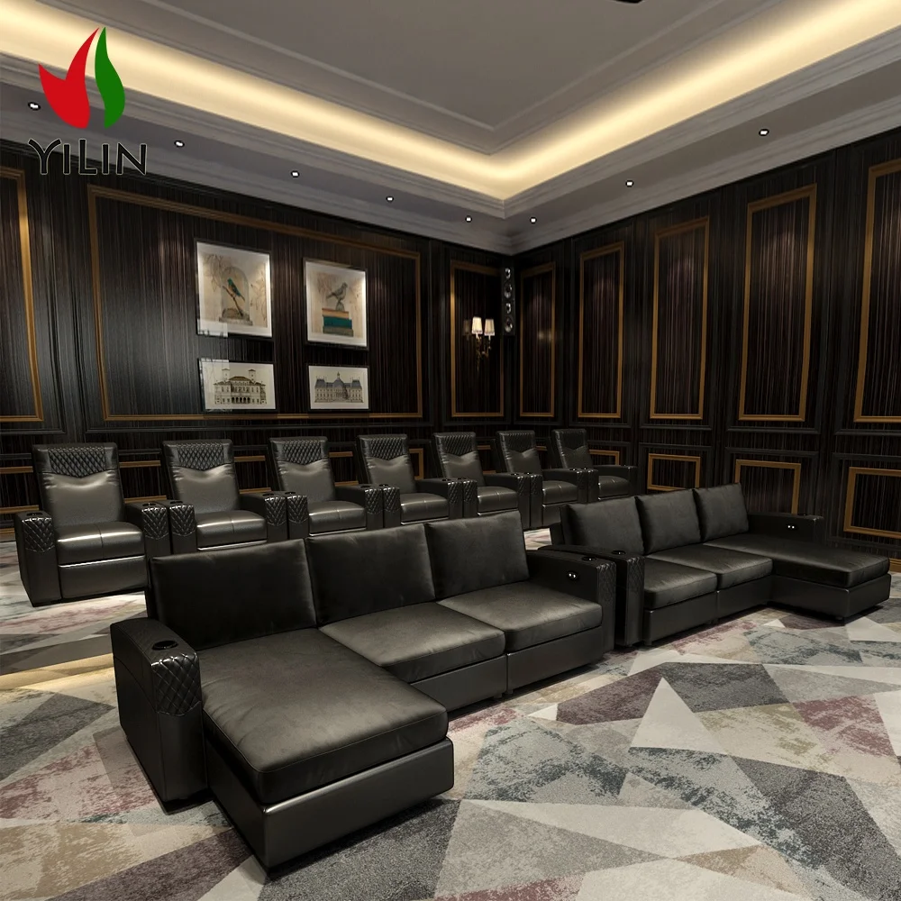 RH718 Furniture Comfortable Luxury Sectional Electric Sofa Seats Luxury Home VIP Movie Theater Cinema Recliner Sleep Chaise bed