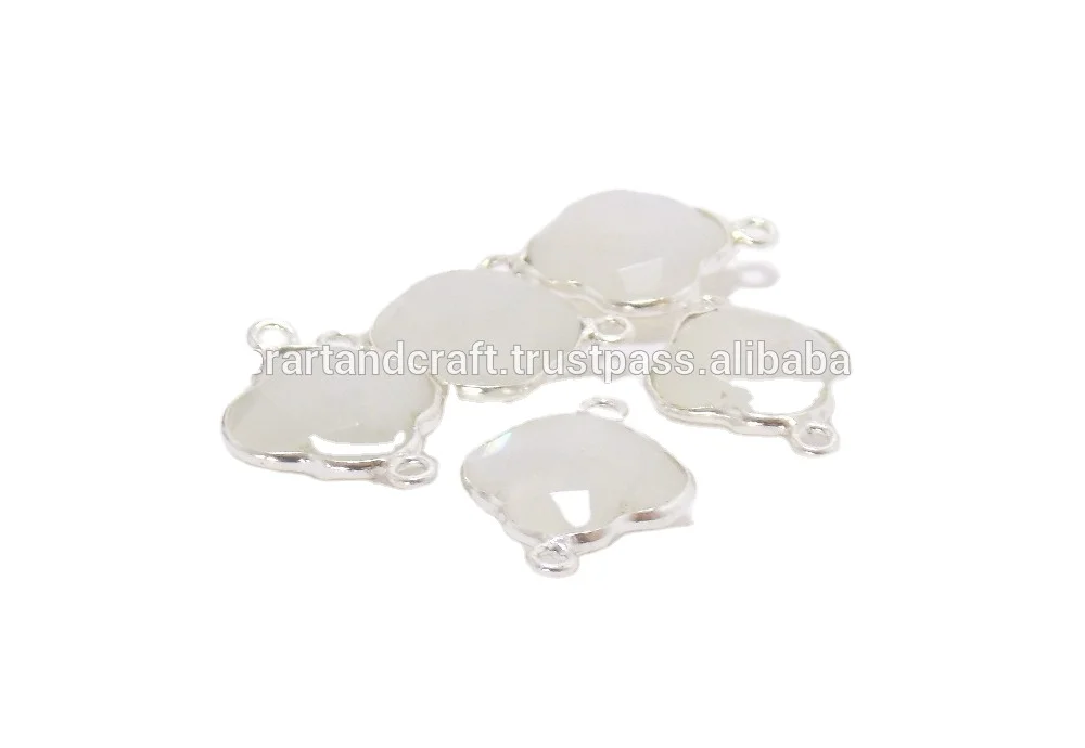 Rainbow Moonstone 925 Sterling Silver Handmade Bezel Connector