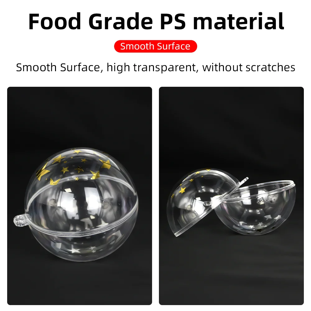Custom Printing Design Logo pattern Openable Ornament Gift Clear Round Plastic Balls