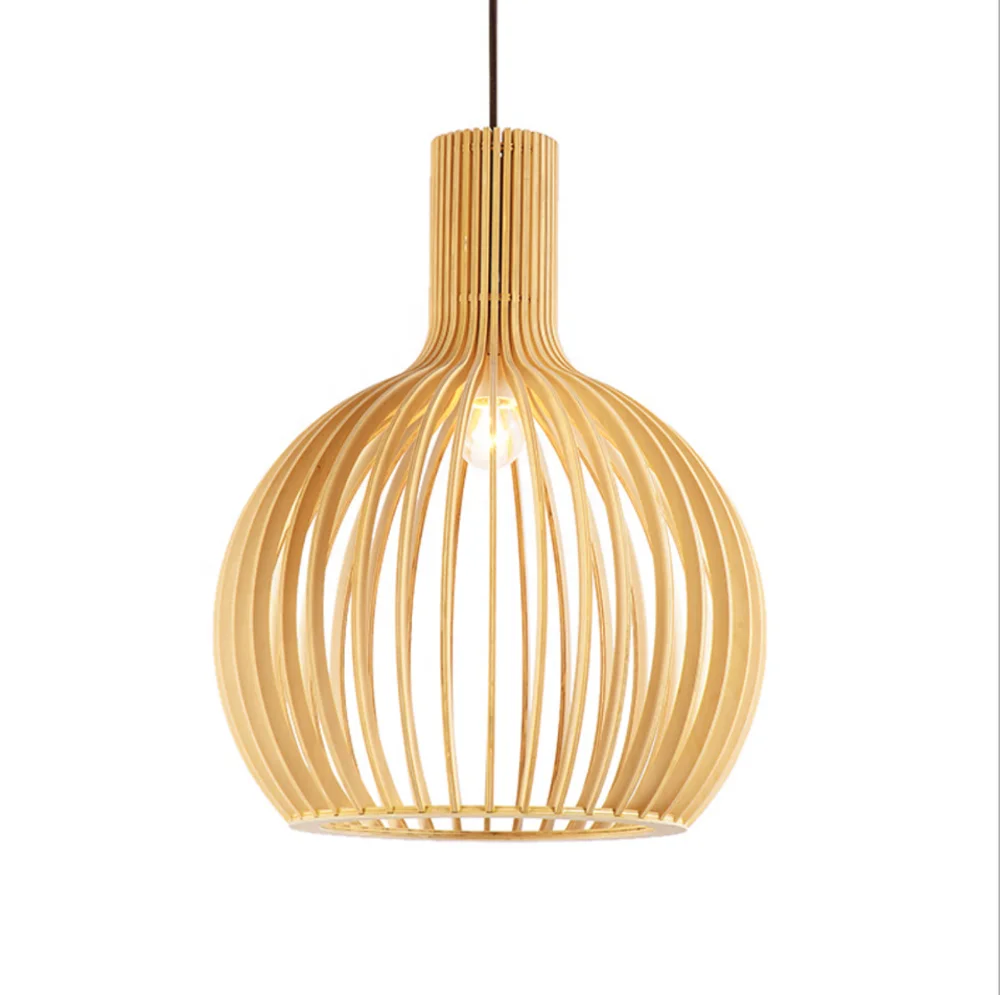 
Nordic simple modern wooden wood chandelier restaurant cafe bar Japanese tatami bird cage lamp 