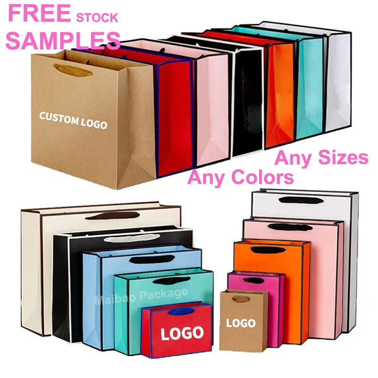 Custom logo printed merchandise retail euro tote cardboard bag luxury a4 small size gift packing paper bag with ribbon handle